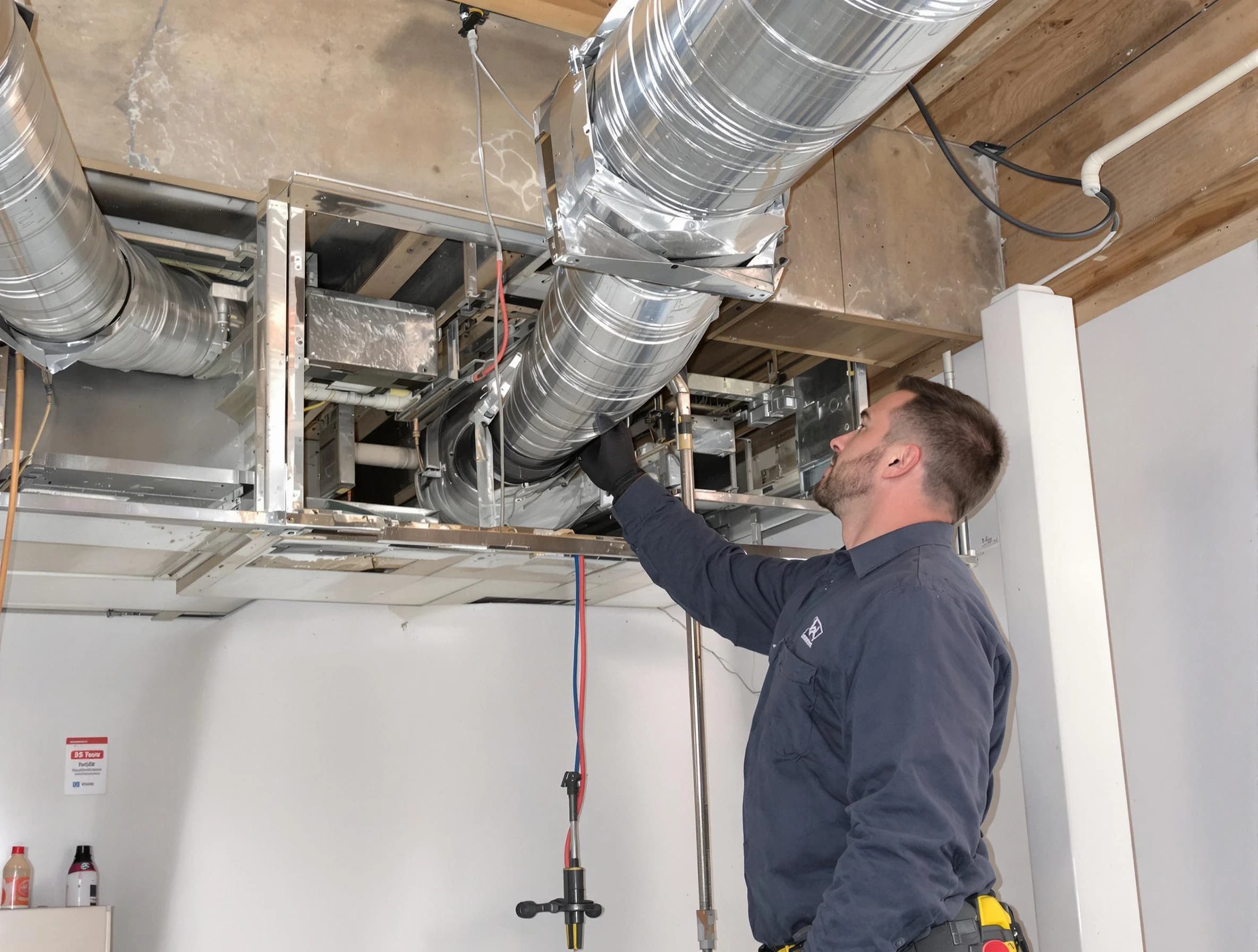 Sun Lakes Air Duct Cleaning technician performing professional air duct repair using specialized tools in Sun Lakes