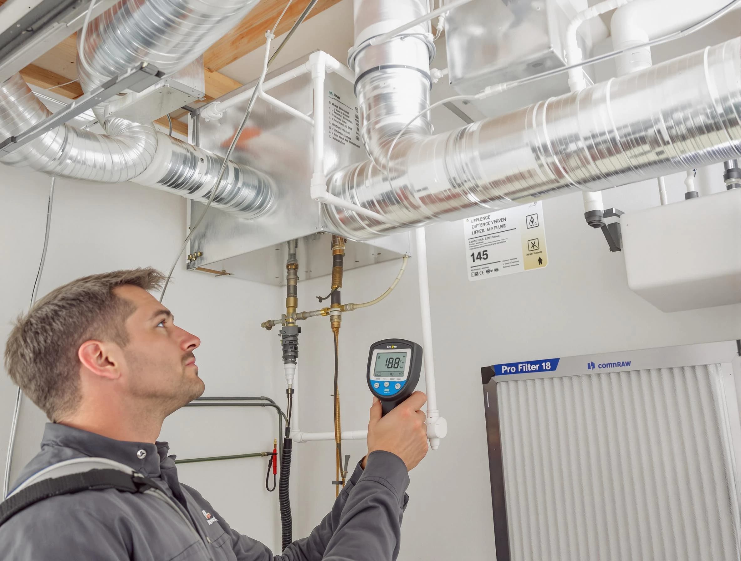 Sun Lakes Air Duct Cleaning expert conducting detailed filter system inspection using diagnostic tools in Sun Lakes