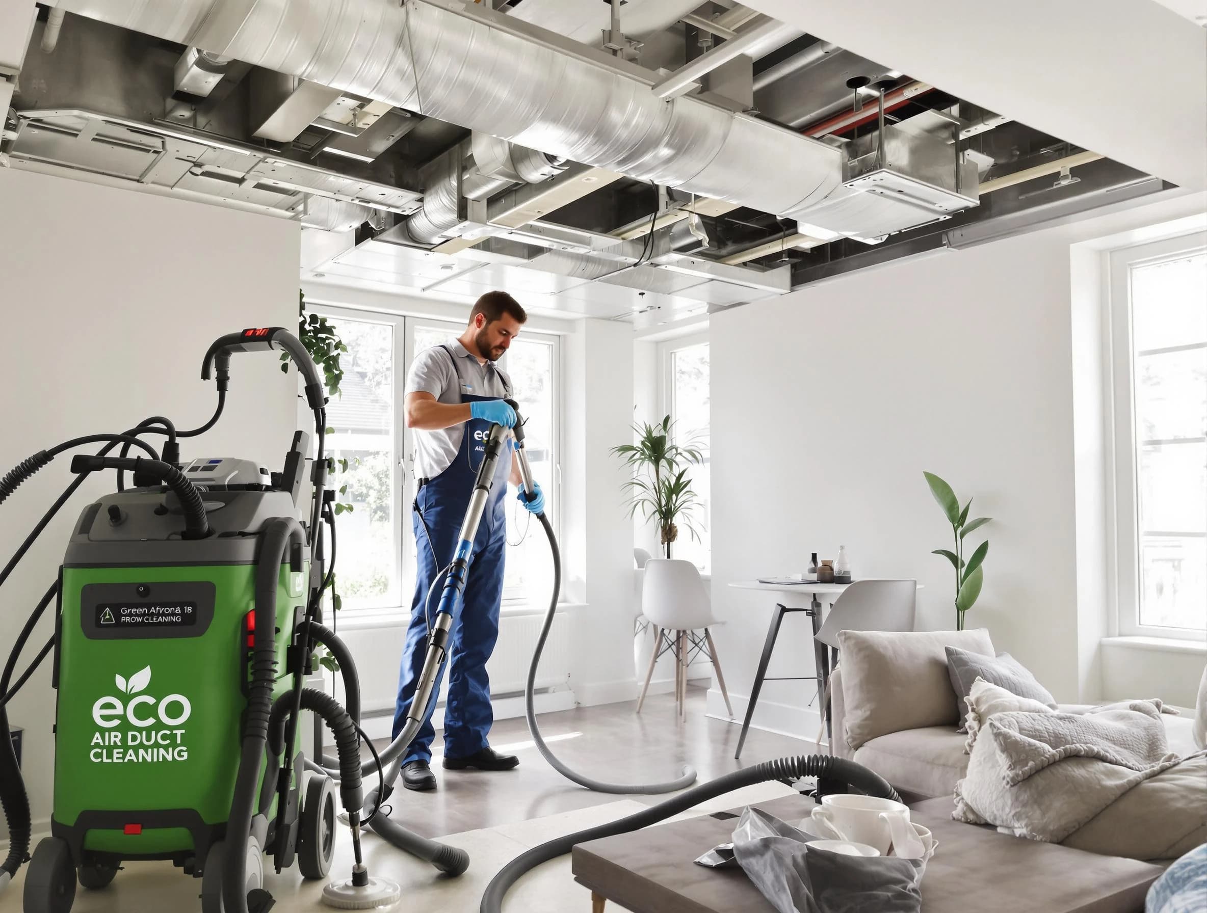Sun Lakes Air Duct Cleaning technician performing eco-friendly duct cleaning using sustainable methods in Sun Lakes