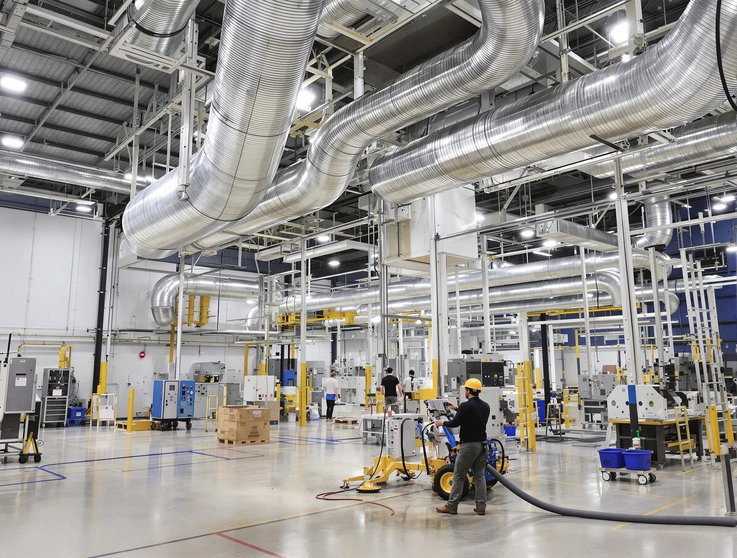 Sun Lakes Air Duct Cleaning team performing comprehensive industrial duct cleaning at a large facility in Sun Lakes