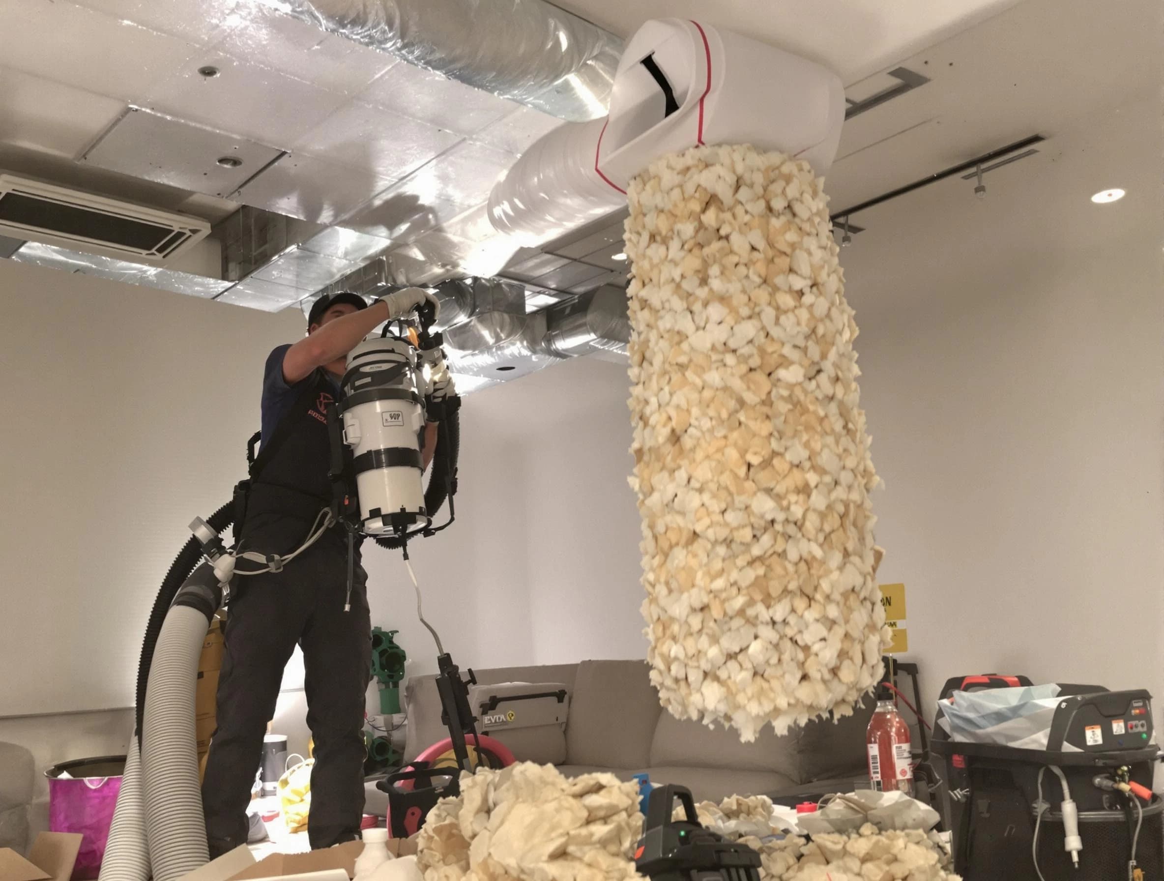 Sun Lakes Air Duct Cleaning technician performing precision vacuum insulation removal in a residential property in Sun Lakes