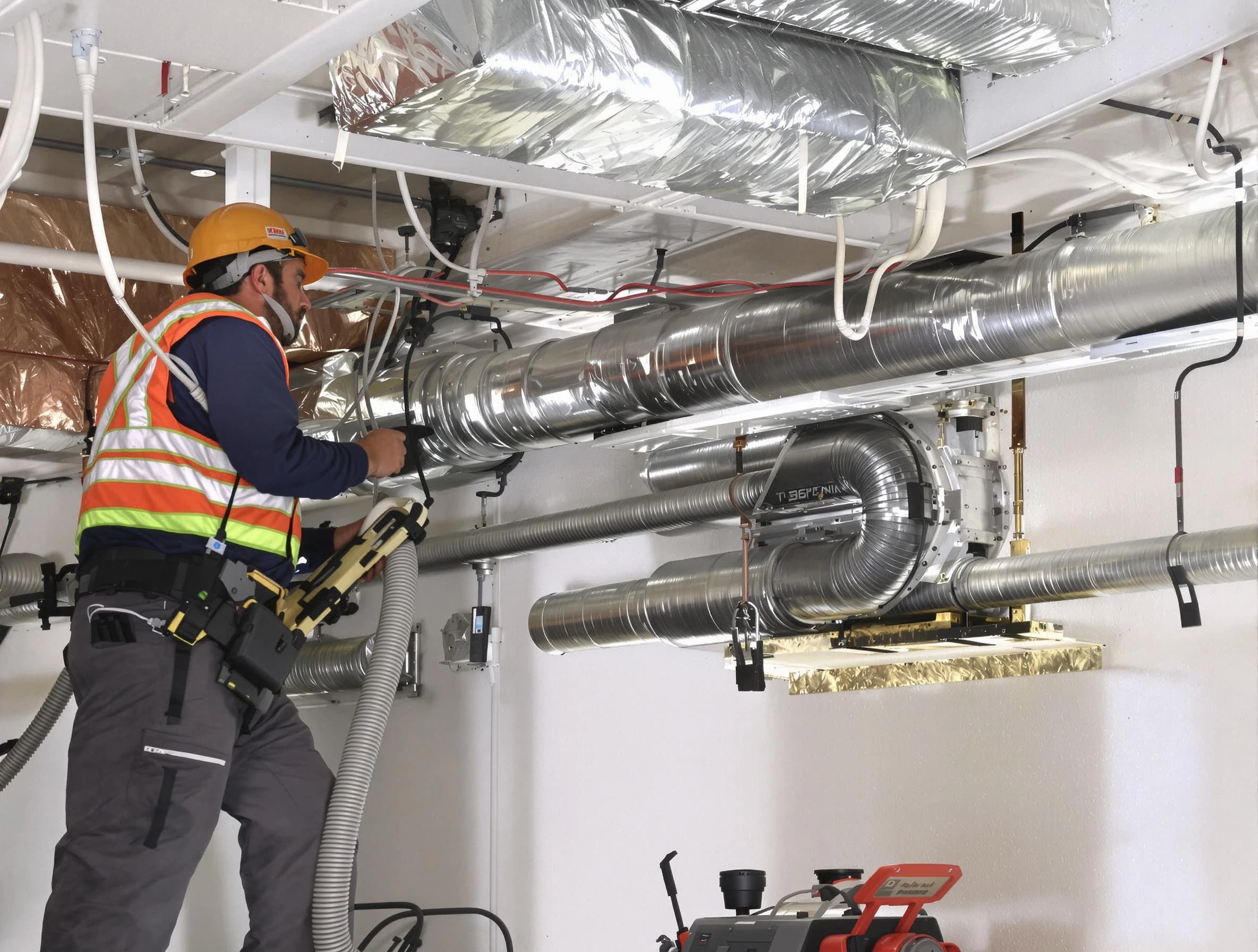 Sun Lakes Air Duct Cleaning technician performing precision vacuum insulation removal in a residential property in Sun Lakes
