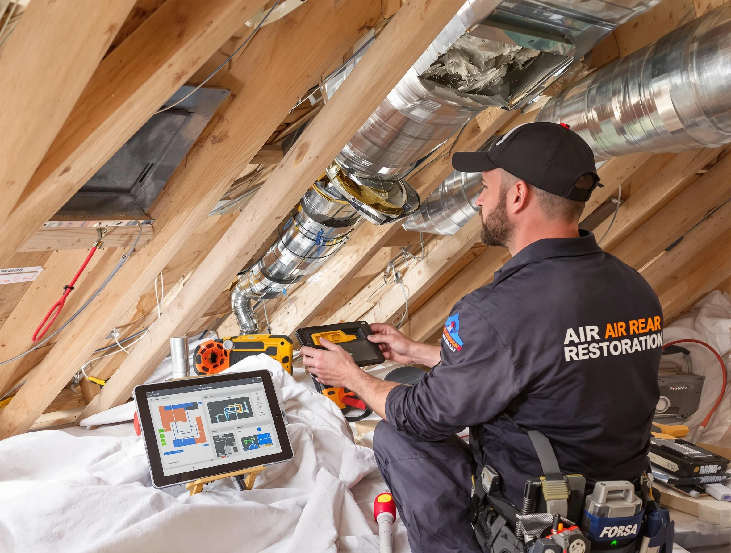 Sun Lakes Air Duct Cleaning technician performing precise duct repair work in Sun Lakes