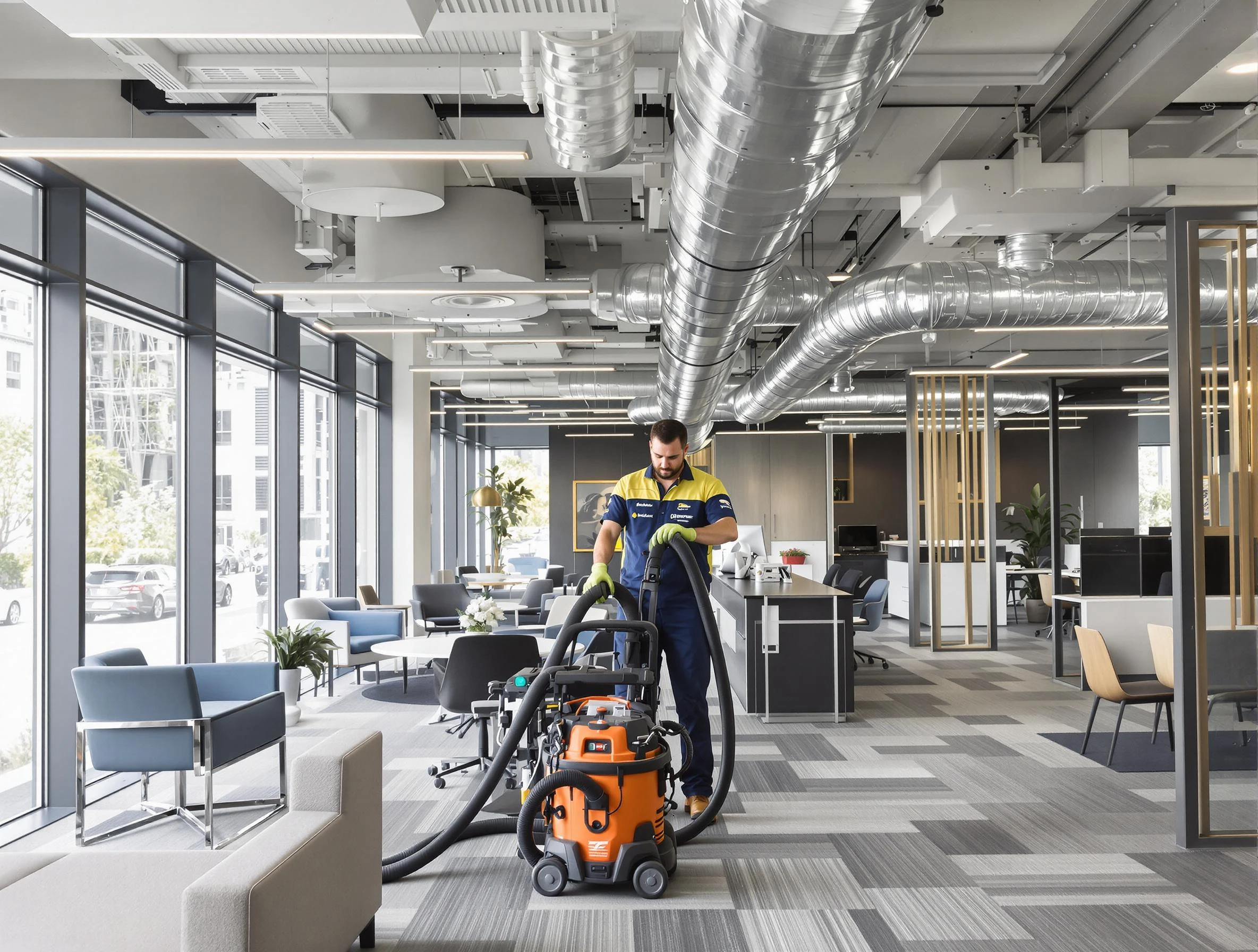 Sun Lakes Air Duct Cleaning team performing thorough commercial duct cleaning at a Sun Lakes business center